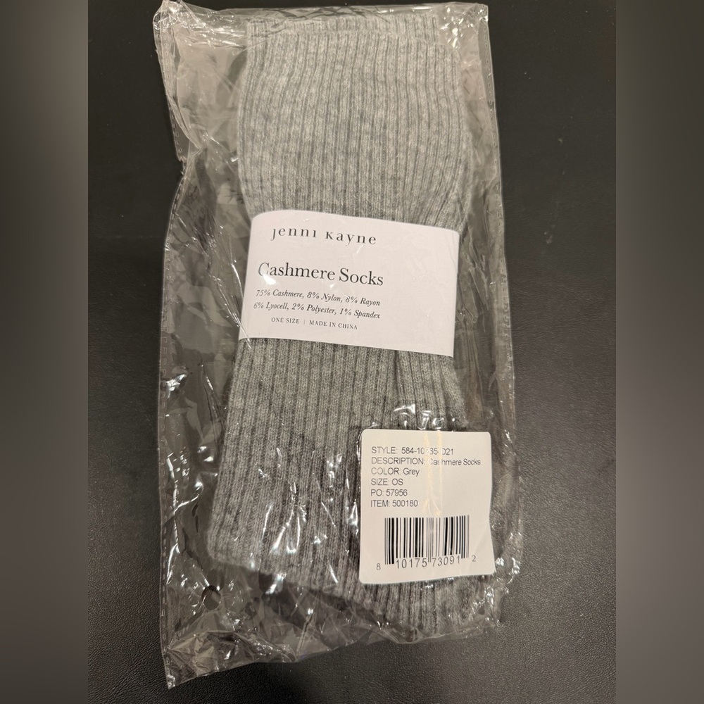 JENNI KAYNE Cashmere Socks Grey One Size - Picture 2 of 5
